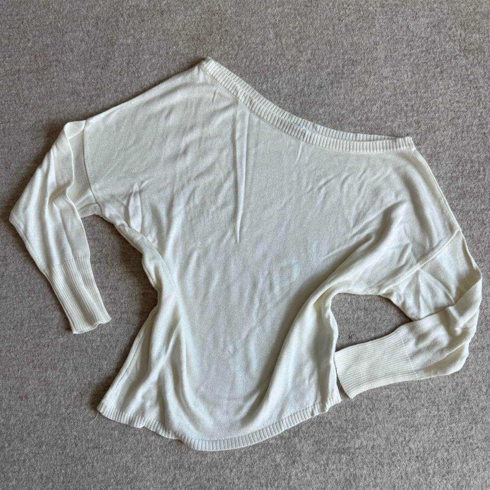 Off-the-Shoulder Cream Sweater